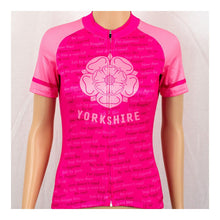 Load image into Gallery viewer, Yorkshire Dialect Kids Pink Short Sleeve Cycling Jersey
